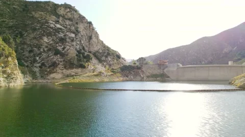 Aerial of Big Tujunga Dam Stock Footage 155904213