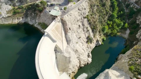 Aerial of Big Tujunga Dam Stock Footage 155904216