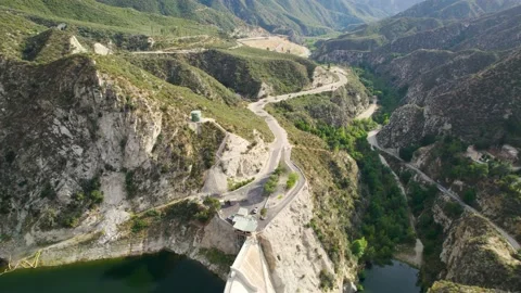 Aerial of Big Tujunga Dam Stock Footage 155904223