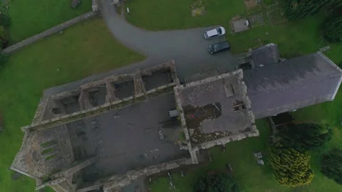 Aerial bird view of the ancient Church Stock Footage 202741253