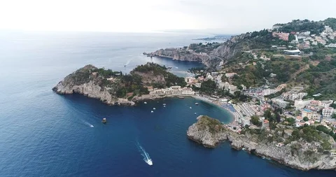 Aerial bird view flying past cliff great coastline scenery and amazing Stock Footage 101442562