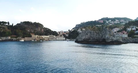 Aerial bird view flying past cliff great coastline scenery and amazing Vídeos de archivo 101444200