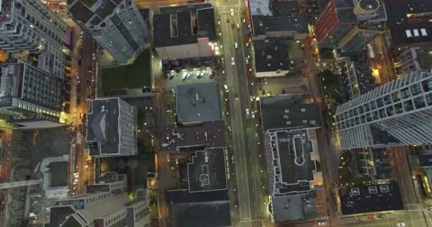 Aerial birds eye over granville street Stock Footage 59431396
