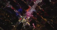 Aerial Birds Eye Overhead Top Down View Of Times Square. Rocket Shot Of Stock Footage