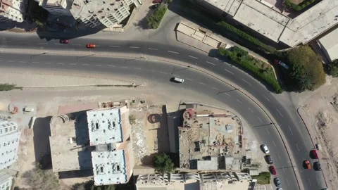 Aerial Birds Eye top down view of Hurghada street Stock Footage 300874550