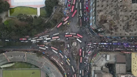 Aerial Birds Eye View Of Congested Traffic On Roundabout In Dhaka. Stock Footage 170884882