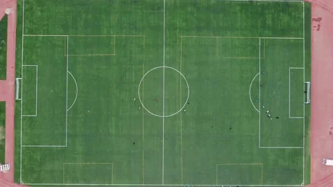 Aerial bird's eye view of a football or ... | Stock Video | Pond5