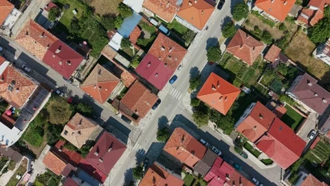 Aerial bird's eye view of Razlog terrain Bulgaria Vídeo Stock 344058629
