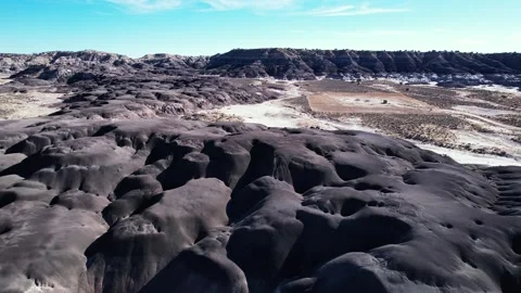 Aerial Black Eroded Badlands Stock Footage 249901523