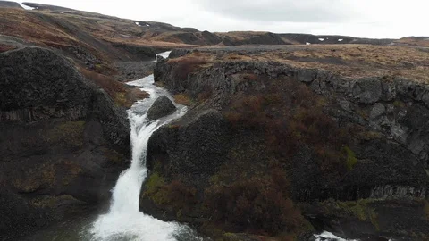 Aerial of Black Waterfall 스톡 동영상 127602676
