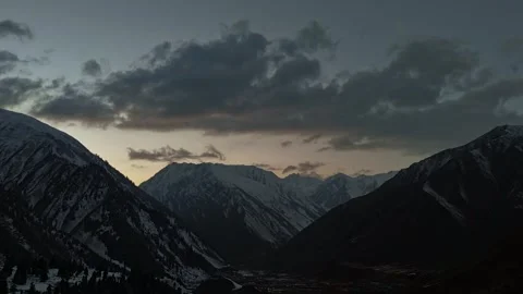 Aerial Blue Hour Hyperlapse Over a village in Himalayan Valley Vídeo Stock 330440563