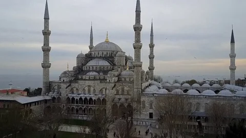 Aerial Blue Mosque in Istanbul Turkey Stock Footage