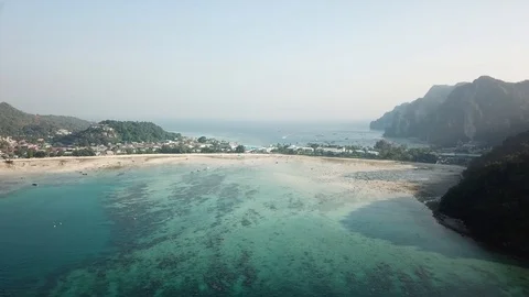Aerial of blue water on Phi Phi Island, Thailand Stock Footage 89348862