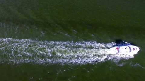 AERIAL - Boat from the sky looking down Stock Footage 65153994