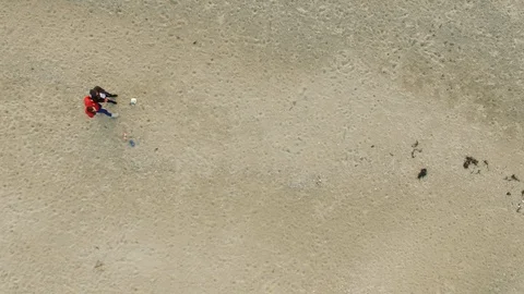 Aerial Bocce Ball at beach Stock Footage 116902610