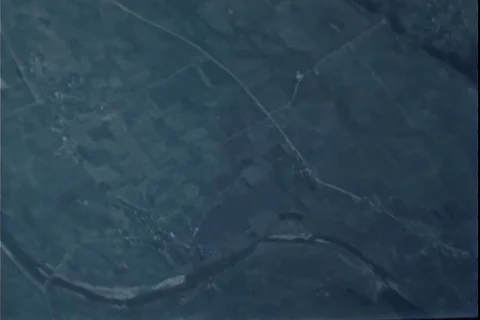 Aerial of bombs exploding on the landscape - 1945 Vídeos de archivo 100285802