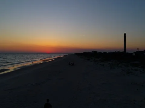 Aerial of a Bonfire on the beach Stock Footage 73597562