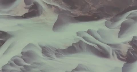 Aerial Braided River Patterns in Iceland Glacial Water Abstract Landscape Видео 332075245
