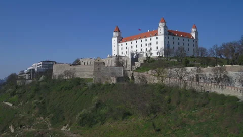 Aerial Bratislava Castle in Spring Video stock 211455135