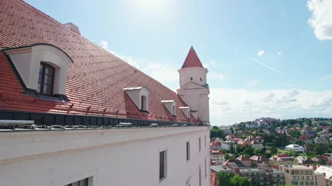 Aerial Bratislava Castle Tower Video stock 211523462