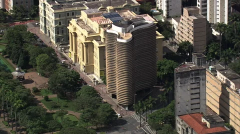 AERIAL Brazil-Edificio Niemeyer Belo Horizonte Stock Footage 52077627
