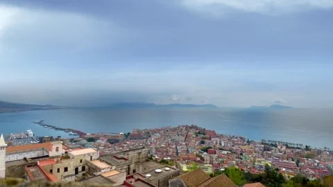 Aerial breathtaking panoramic view of Naples, Italy, showcasing the cityscape Video stock 297436111