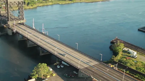Aerial of bridge road Stock Footage 55268236