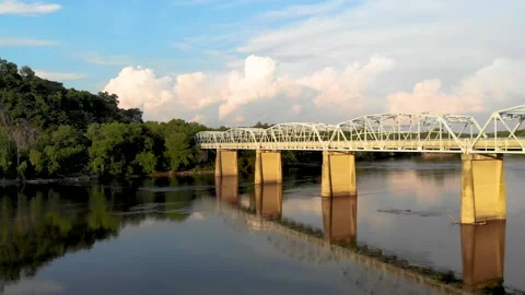 Aerial of Bridge at Sunset Stock Footage 135277698