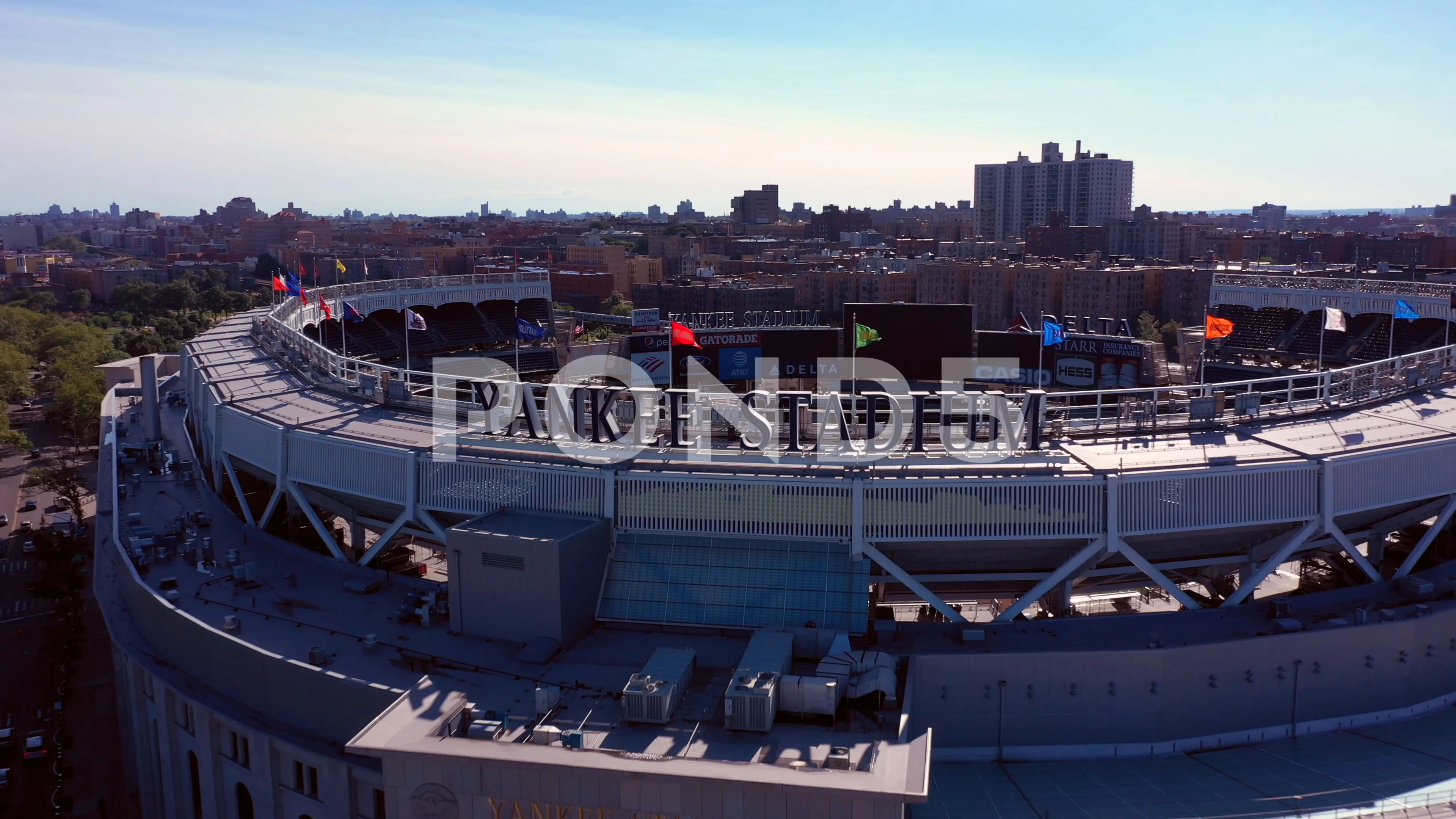 Drone Aerial Tour over Yankee Stadium Bronx New York 