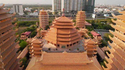 Aerial of buddhist temple Video stock 128358727
