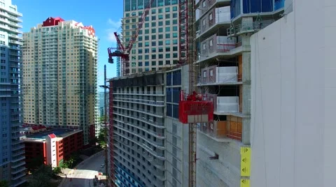 AERIAL - Building construction elevator  Stock Footage 65154007