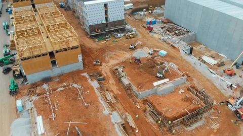 Aerial of Building Construction Site Stock Footage 104190777