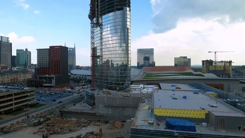 Aerial Building Construction View with Drone Rising Up Side of Building in 4k 動画素材 112104013