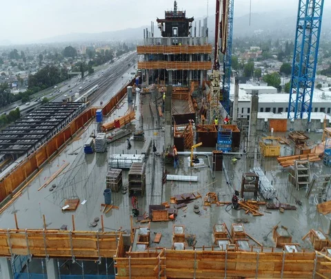 Aerial Building Under Construction Stock Footage 127579804
