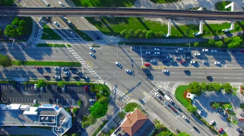 AERIAL - Busy intersection Stock Footage 66481453