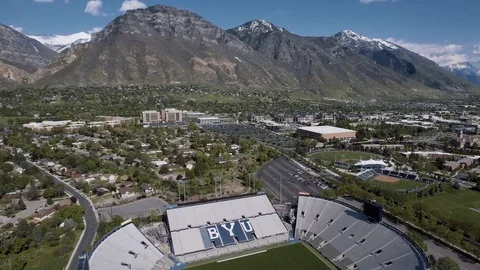 Aerial BYU Provo Stadium Campus Stock Footage