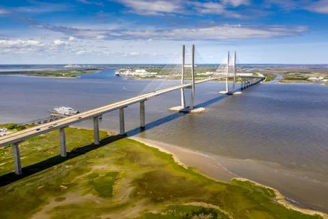 Aerial Cable-stayed bridge Sidney Lanier Bridge Stock Photos