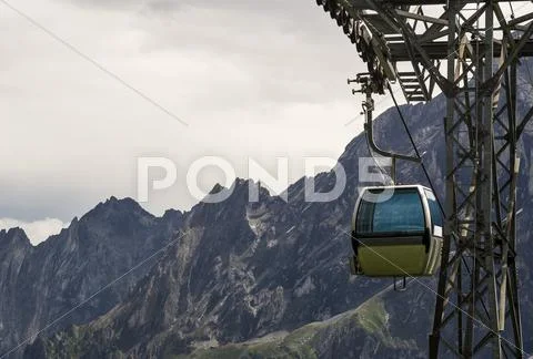 Aerial cableway in the alps Stock Photos