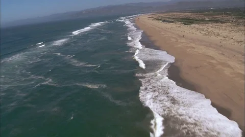 Aerial of Califorina empty Beach Stock Footage 71630221