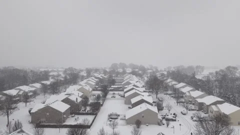 Aerial Calm: Rare Snowfall Transforms Harrisburg, North Carolina Stock Footage 327988813