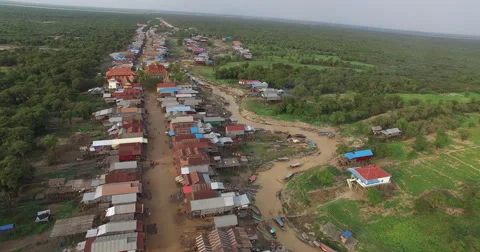 Aerial cambodia river Stock Footage