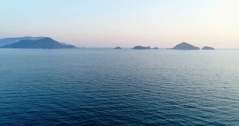 Aerial. Camera flies forward above sea . 4K Stock Footage 89684838