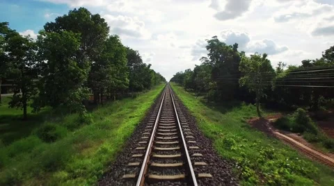 AERIAL. Camera flight from train tracks Stock Footage 67988453