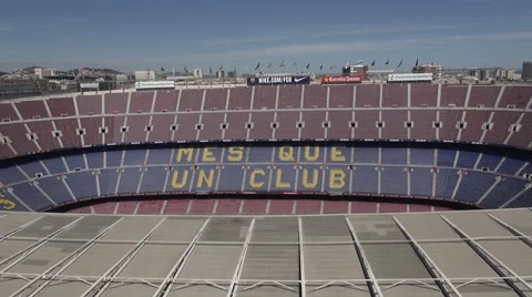 Aerial Camp Nou grandstands 1 Stock Footage