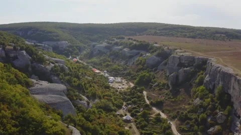 Aerial camping with mountains Stock Footage 258640490