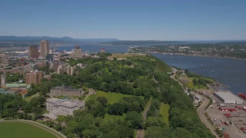 Aerial Canada Quebec City July 2017 Sunny Day 4K Inspire 2 Stock Footage