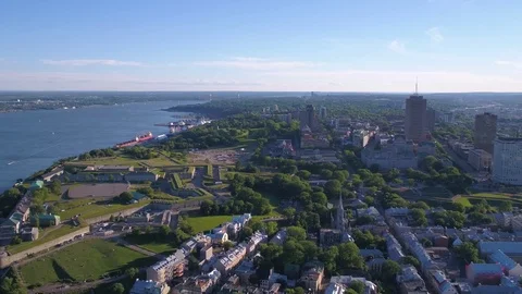 Aerial Canada Quebec City July 2017 Sunny Day 4K Inspire 2 Stock Footage