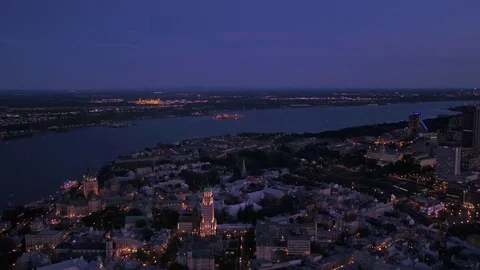 Aerial Canada Quebec City July 2017 Night 4K Inspire 2 Stock Footage