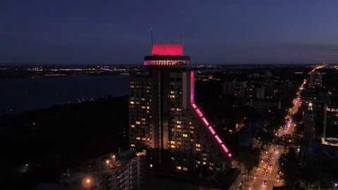 Aerial Canada Quebec City July 2017 Night 4K Inspire 2 Stock Footage