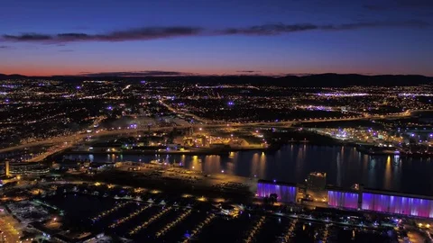 Aerial Canada Quebec City July 2017 Night 4K Inspire 2 Stock Footage